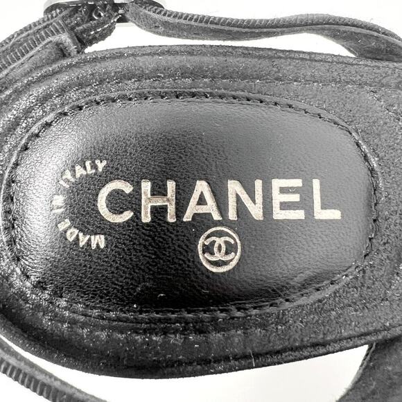 Chanel 06P G25060 Black Slingback Heels Camellia Bow 2006 Archive Y2K - Picture 5 of 8